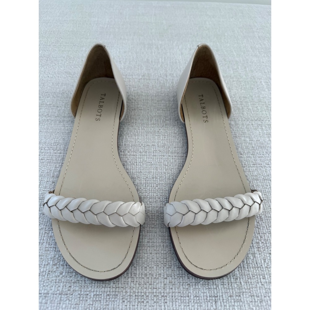 Talbots Size 9 Cream Braided Sandal Summer Flats Career Classic